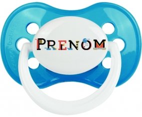Tétine Prénom ou texte personnalisée alphabet style-49 :Cyan classique Tétine embout anatomique 0/6 mois