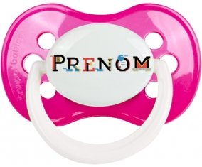 Tétine Prénom ou texte personnalisée alphabet style-49 :Rose foncé classique Tétine embout anatomique 0/6 mois