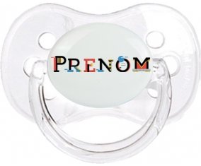 Tétine Prénom ou texte personnalisée alphabet style-49 :Transparent classique Tétine embout cerise 0/6 mois