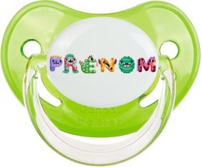 Tétine Prénom ou texte personnalisée alphabet style-51 :Vert classique embout physiologique 0/6 mois