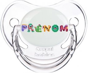 Tétine Prénom ou texte personnalisée alphabet style-51 :Transparent classique embout physiologique 0/6 mois