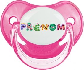 Tétine Prénom ou texte personnalisée alphabet style-51 :Rose classique embout physiologique 0/6 mois