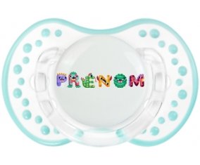 Tétine Prénom ou texte personnalisée alphabet style-51 :Retro-blanc-lagon classique Tétine embout Lovi Dynamic 0/6 mois