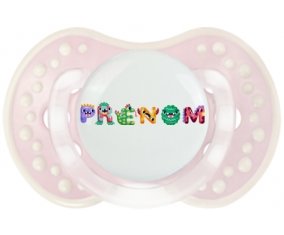 Tétine Prénom ou texte personnalisée alphabet style-51 :Retro-rose-tendre classique Tétine embout Lovi Dynamic 0/6 mois