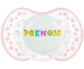 Tétine Prénom ou texte personnalisée alphabet style-52 :Retro-blanc-rose-tendre classique Tétine embout Lovi Dynamic 0/6 mois