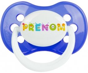 Tétine Prénom ou texte personnalisée alphabet style-52 :Bleu classique Tétine embout anatomique 0/6 mois