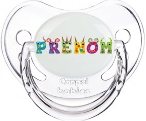 Tétine Prénom ou texte personnalisée alphabet style-53 :Transparent classique embout physiologique 0/6 mois