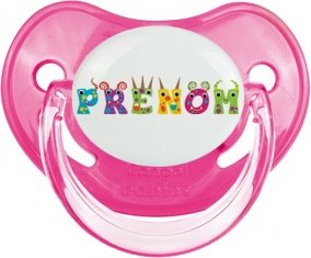Tétine Prénom ou texte personnalisée alphabet style-53 :Rose classique embout physiologique 0/6 mois