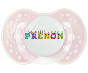 Tétine Prénom ou texte personnalisée alphabet style-53 :Retro-rose-tendre classique Tétine embout Lovi Dynamic 0/6 mois