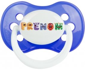 Tétine Prénom ou texte personnalisée alphabet style-54 :Bleu classique Tétine embout anatomique 0/6 mois