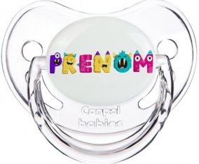 Tétine Prénom ou texte personnalisée alphabet style-55 :Transparent classique embout physiologique 0/6 mois