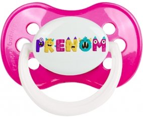 Tétine Prénom ou texte personnalisée alphabet style-55 :Rose foncé classique Tétine embout anatomique 0/6 mois