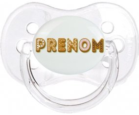 Tétine Prénom ou texte personnalisée alphabet style-57 :Transparent classique Tétine embout cerise 0/6 mois
