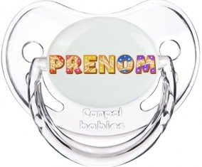 Tétine Prénom ou texte personnalisée alphabet style-58 :Transparent classique embout physiologique 0/6 mois