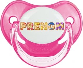 Tétine Prénom ou texte personnalisée alphabet style-58 :Rose classique embout physiologique 0/6 mois