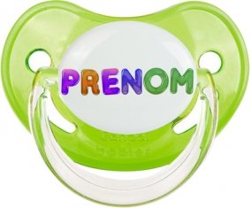 Tétine Prénom ou texte personnalisée alphabet style-59 :Vert classique embout physiologique 0/6 mois