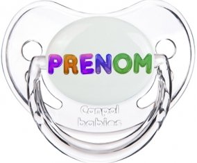 Tétine Prénom ou texte personnalisée alphabet style-59 :Transparent classique embout physiologique 0/6 mois
