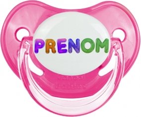 Tétine Prénom ou texte personnalisée alphabet style-59 :Rose classique embout physiologique 0/6 mois