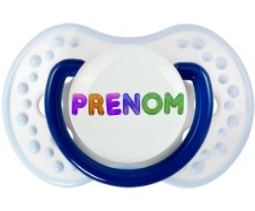 Tétine Prénom ou texte personnalisée alphabet style-59 :Marine-blanc-bleu classique Tétine embout Lovi Dynamic 0/6 mois