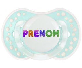 Tétine Prénom ou texte personnalisée alphabet style-59 :Retro-turquoise-lagon classique Tétine embout Lovi Dynamic 0/6 mois