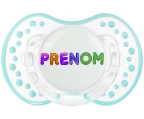 Tétine Prénom ou texte personnalisée alphabet style-59 :Retro-blanc-lagon classique Tétine embout Lovi Dynamic 0/6 mois