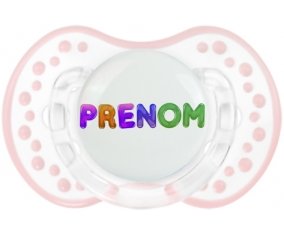 Tétine Prénom ou texte personnalisée alphabet style-59 :Retro-blanc-rose-tendre classique Tétine embout Lovi Dynamic 0/6 mois