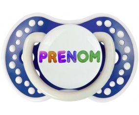 Tétine Prénom ou texte personnalisée alphabet style-59 :Bleu-marine phosphorescente Tétine embout Lovi Dynamic 0/6 mois