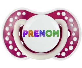 Tétine Prénom ou texte personnalisée alphabet style-59 :Fuchsia phosphorescente Tétine embout Lovi Dynamic 0/6 mois