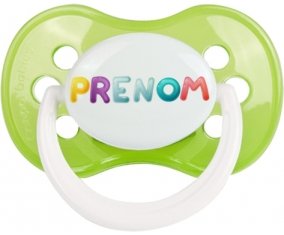 Tétine Prénom ou texte personnalisée alphabet style-60 :Vert classique Tétine embout anatomique 0/6 mois