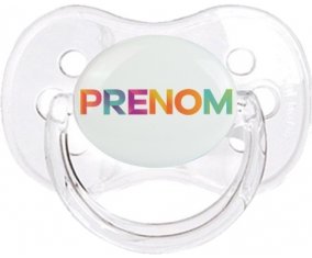 Tétine Prénom ou texte personnalisée alphabet style-61 :Transparent classique Tétine embout cerise 0/6 mois