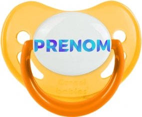 Tétine Prénom ou texte personnalisée alphabet style-62 :Jaune phosphorescente embout physiologique 0/6 mois
