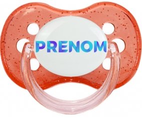 Tétine Prénom ou texte personnalisée alphabet style-62 :Rouge à paillette Tétine embout cerise 0/6 mois