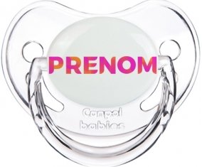 Tétine Prénom ou texte personnalisée alphabet style-63 :Transparent classique embout physiologique 0/6 mois
