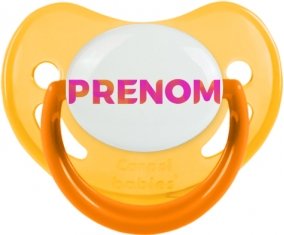 Tétine Prénom ou texte personnalisée alphabet style-63 :Jaune phosphorescente embout physiologique 0/6 mois