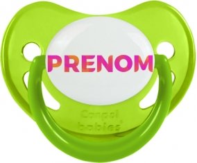 Tétine Prénom ou texte personnalisée alphabet style-63 :Vert phosphorescente embout physiologique 0/6 mois