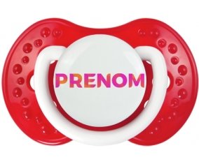 Tétine Prénom ou texte personnalisée alphabet style-63 :Blanc-rouge classique Tétine embout Lovi Dynamic 0/6 mois