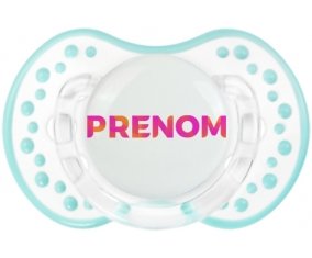 Tétine Prénom ou texte personnalisée alphabet style-63 :Retro-blanc-lagon classique Tétine embout Lovi Dynamic 0/6 mois