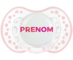 Tétine Prénom ou texte personnalisée alphabet style-63 :Retro-blanc-rose-tendre classique Tétine embout Lovi Dynamic 0/6 mois