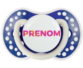 Tétine Prénom ou texte personnalisée alphabet style-63 :Bleu-marine phosphorescente Tétine embout Lovi Dynamic 0/6 mois