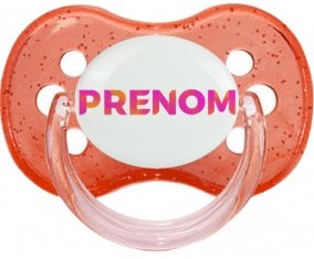 Tétine Prénom ou texte personnalisée alphabet style-63 :Rouge à paillette Tétine embout cerise 0/6 mois