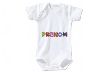 Body Prénom ou texte personnalisée alphabet style-3 taille 3/6 mois manches Courtes