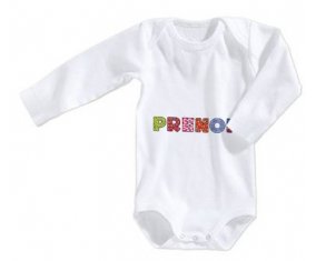 Body Prénom ou texte personnalisée alphabet style-3 taille 3/6 mois manches Longues