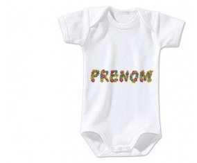 Body Prénom ou texte personnalisée alphabet style-9 taille 3/6 mois manches Courtes