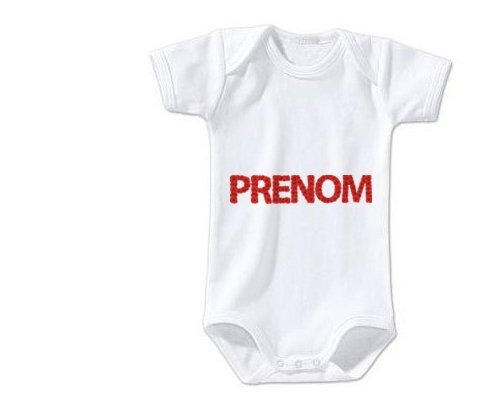 Body Prénom ou texte personnalisée alphabet style-41 taille 3/6 mois manches Courtes