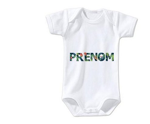 Body Prénom ou texte personnalisée alphabet style-42 taille 3/6 mois manches Courtes