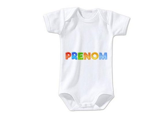 Body Prénom ou texte personnalisée alphabet style-43 taille 3/6 mois manches Courtes