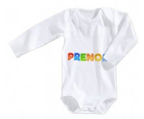 Body Prénom ou texte personnalisée alphabet style-43 taille 3/6 mois manches Longues