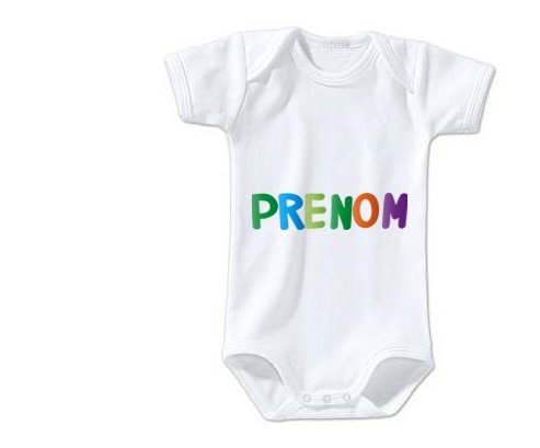 Body Prénom ou texte personnalisée alphabet style-44 taille 3/6 mois manches Courtes