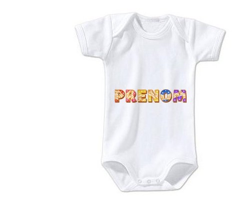 Body Prénom ou texte personnalisée alphabet style-58 taille 3/6 mois manches Courtes