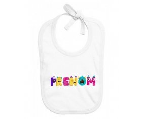 Bavoir Prénom ou texte personnalisée alphabet style-55
